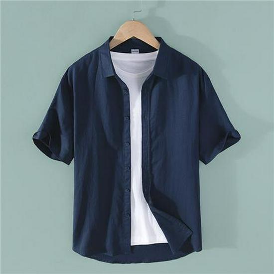 Мужская дышащая льняная рубашка - повседневный летний топ с коротким рукавом и вариант из белого хлопка с длинным рукавом