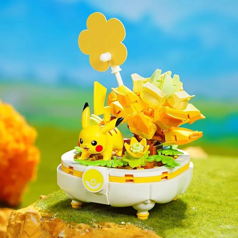 Строительные блоки Pokemon Sprigatito Fuecoco Eevee Quaxly Potted Plants Assembly Model Mini Brick Figure Toysfor Kids