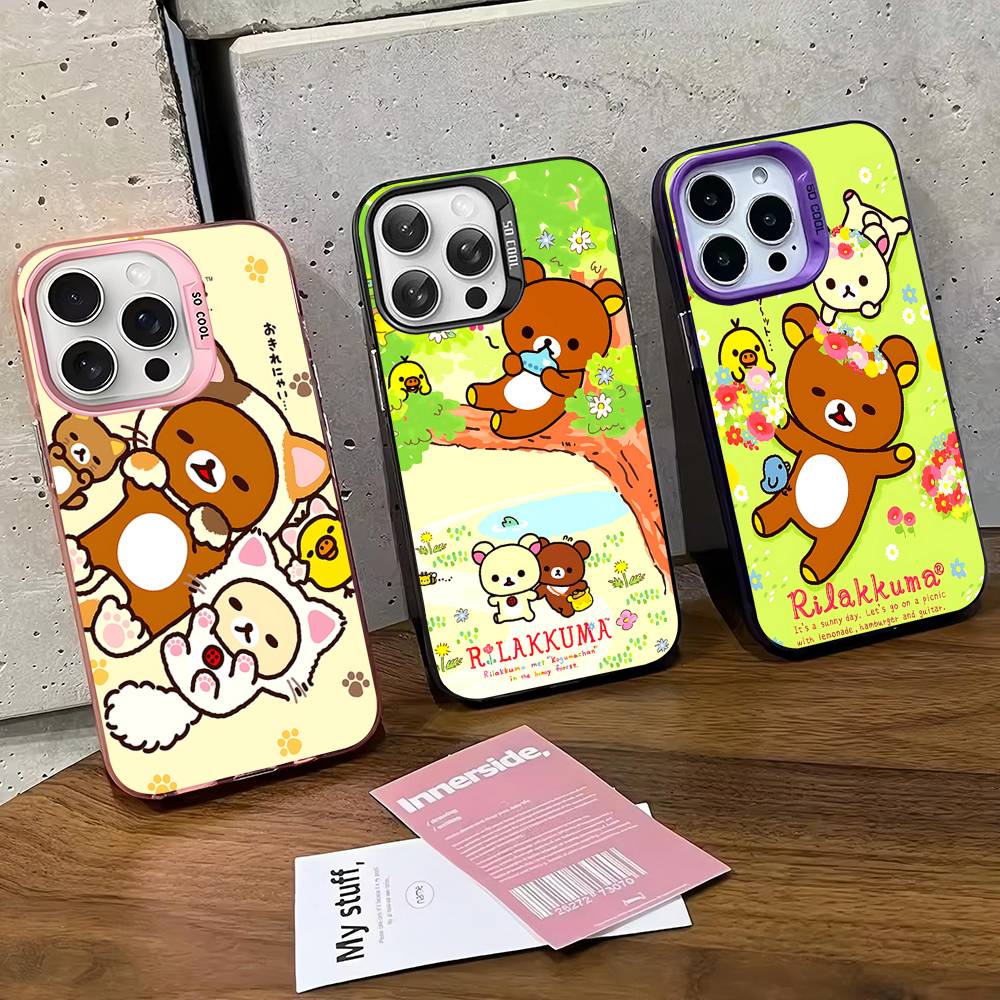 Cute Rilakkuma Bear Phone Case For IPhone 17 16 15 14 13 12 11 Pro MAX Matte Shockproof Back Anti Fall Matte Cover