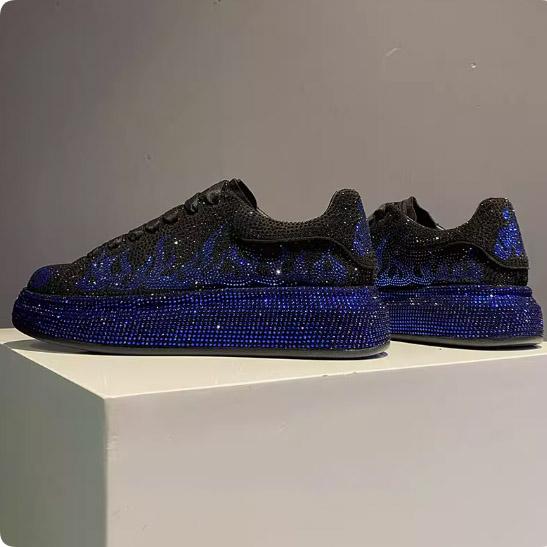 Модные Роскошные Дизайнерские Мужские Туфли на Толстой Подошве со Стразами, Повседневные, Подходящие ко всему, Лоферы, Мокасины, Спортивные Кроссовки для Ходьбы