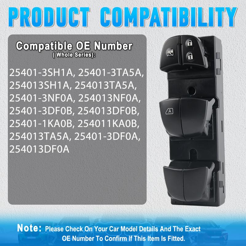 Главный выключатель управления стеклоподъемниками для NISSAN ALTIMA FRONTIER LEAF ROGUE SENTRA 2013 2014 2015 2016 2017 2018 25401-3TA5A
