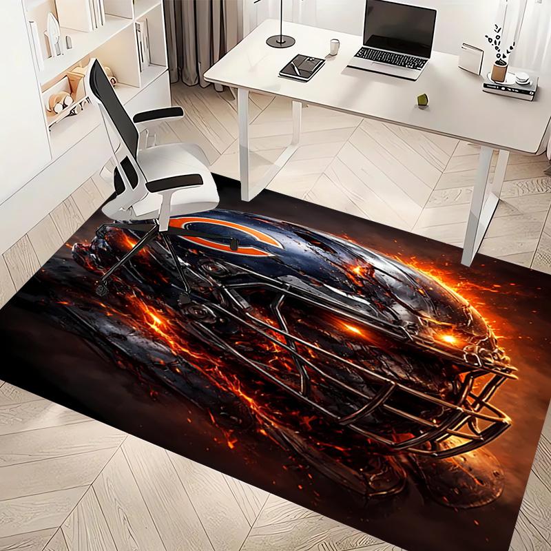 1pc Chicago Bears logo Print Area Rug - Soft, Washable Non-Slip Indoor Mat, Living Room, Home Office Decorative Rug,Office Decorative