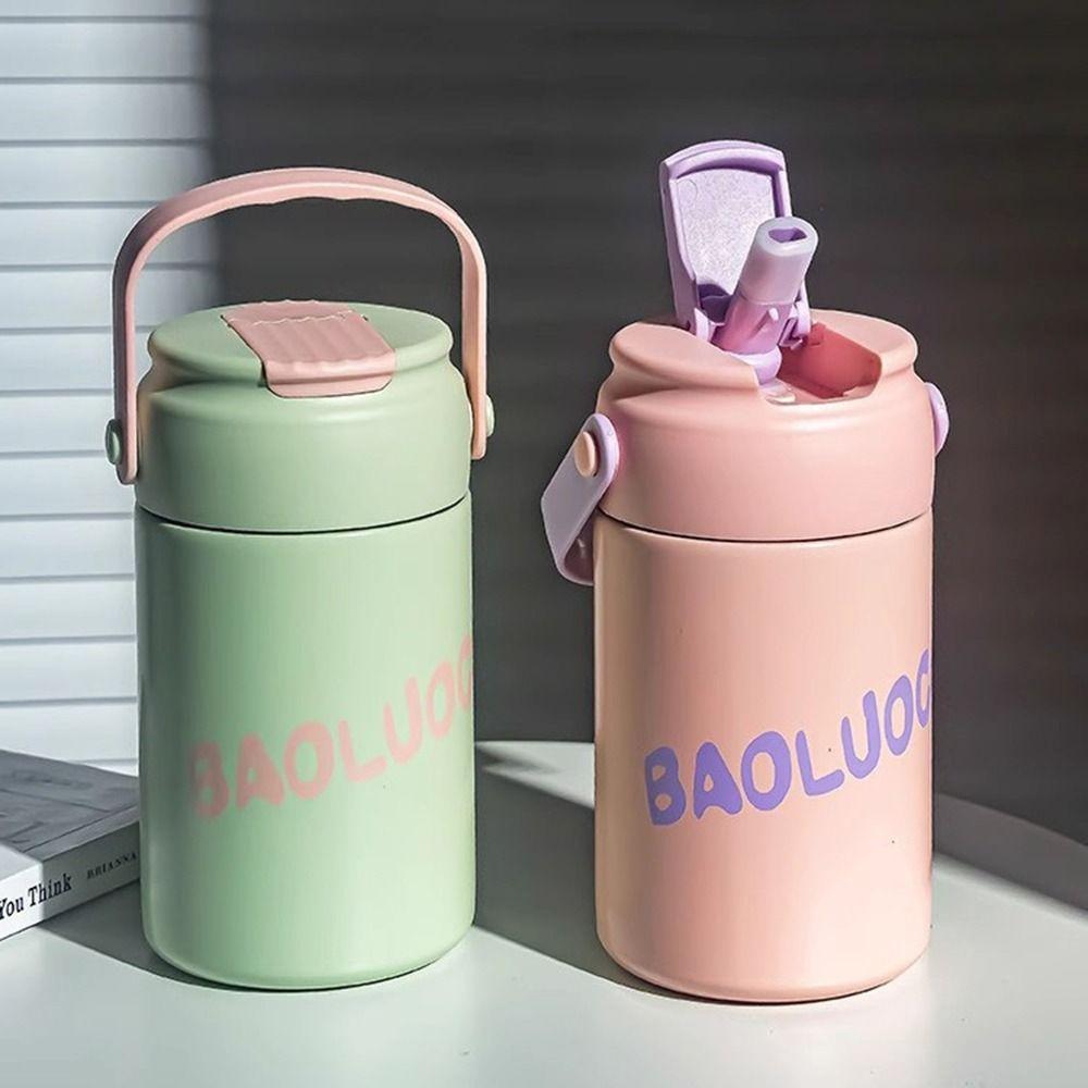 Кружки с соломинкой большой вместимости, с термоизоляцией, ручная термоизолированная бутылка для воды, модный термос, для девочек