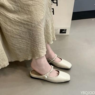 Модные женские шлепанцы в французском стиле баотоу с новым неглубоким вырезом и каблуком, подходящие для ношения на плоской подошве, роскошные шлепанцы