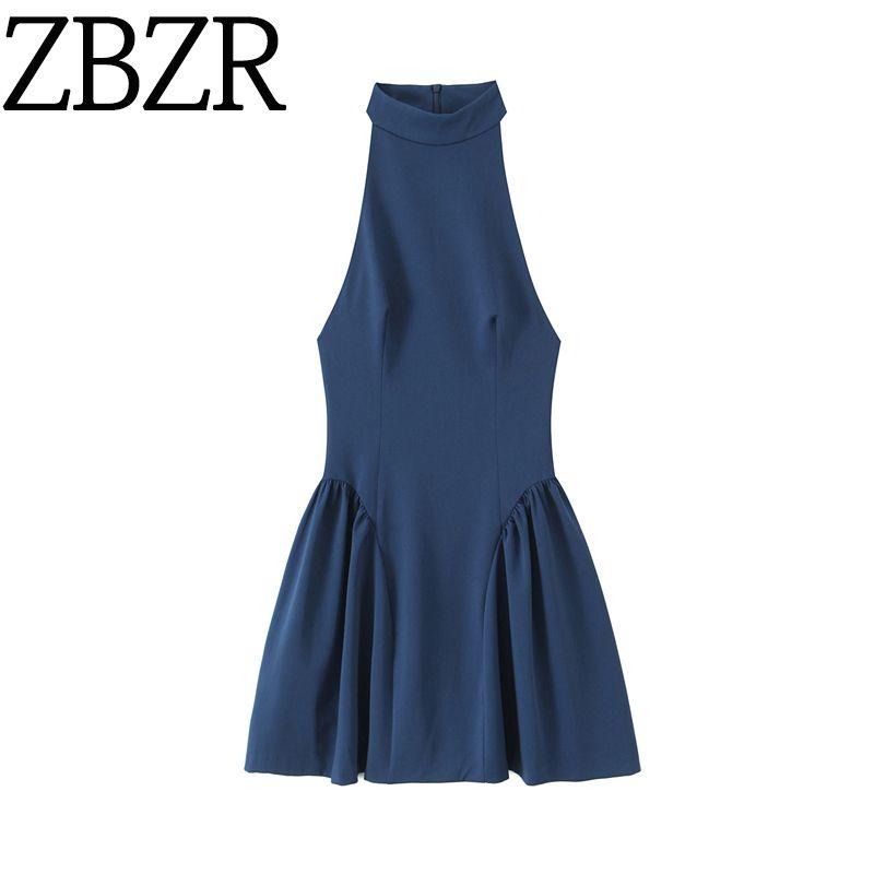 Zbzr Spring New Women Clothes Western Style Solid Sling Neck Collar Short Dress 8685555 430