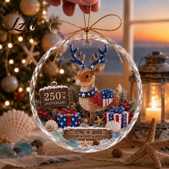 Christmas Wall Hanging Decor Ocean Themed Ornaments Lighthouse/Wreath/Santa Claus/Xmas Tree/Snowman/Deer Holiday Party Ornaments Decor Acrylic Tree