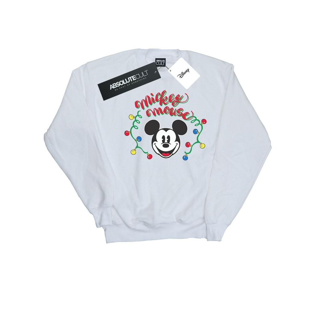 Disney Womens/Ladies Mickey Mouse Christmas Light Bulbs Sweatshirt