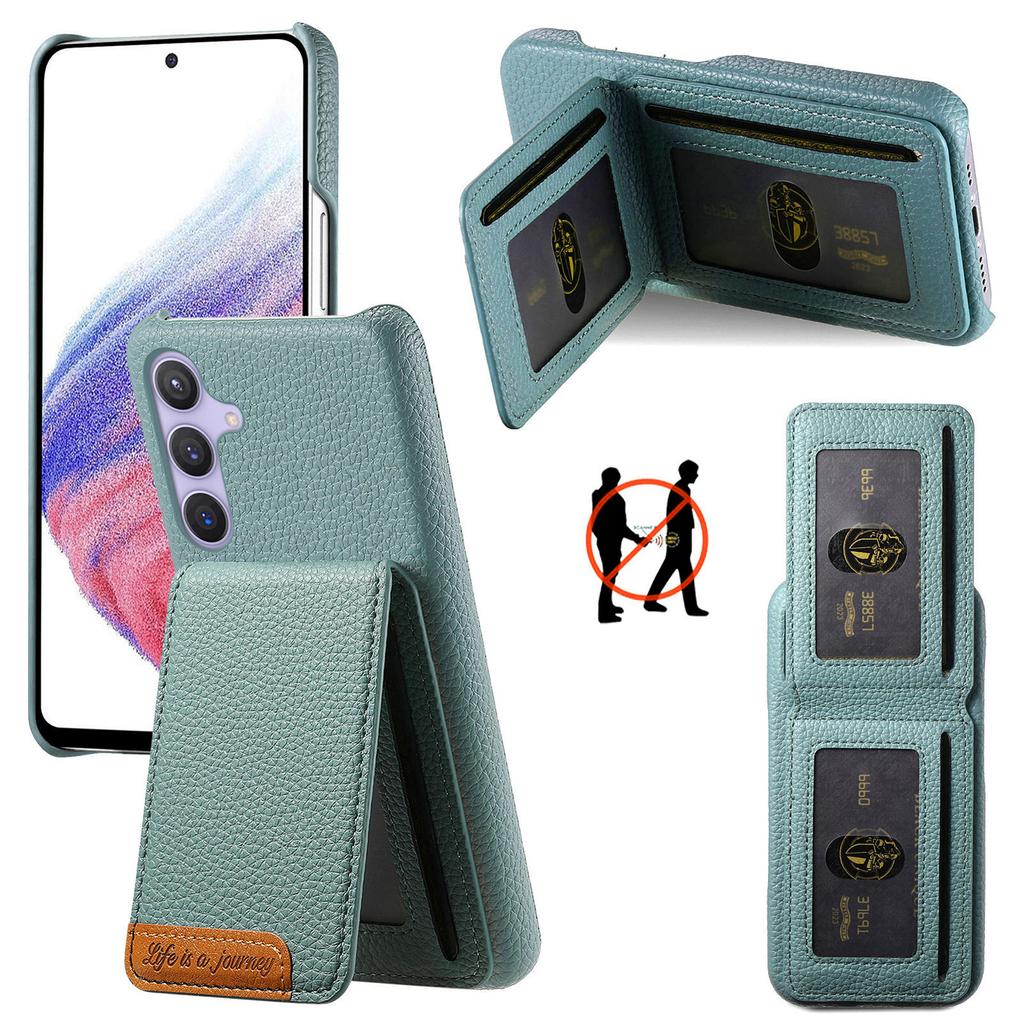 For Samsung Galaxy S25+ Case RFID Blocking Card Holder Litchi Texture Leather Back Cover