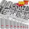 Boxed Flat Washer Assortment, 900pcs, M2-M12 O-ring Metal Washers