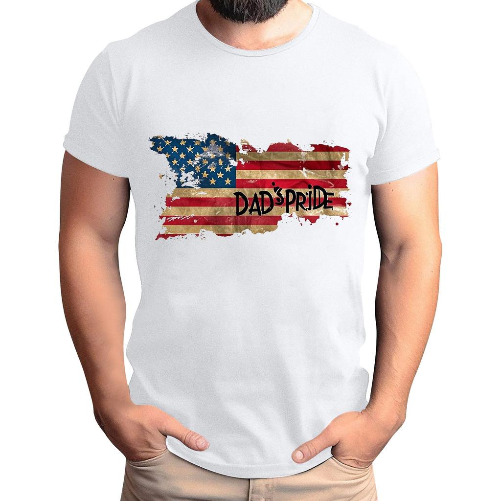 Мужская футболка с принтом флага ко Дню отца, мужской свободный повседневный топ с коротким рукавом