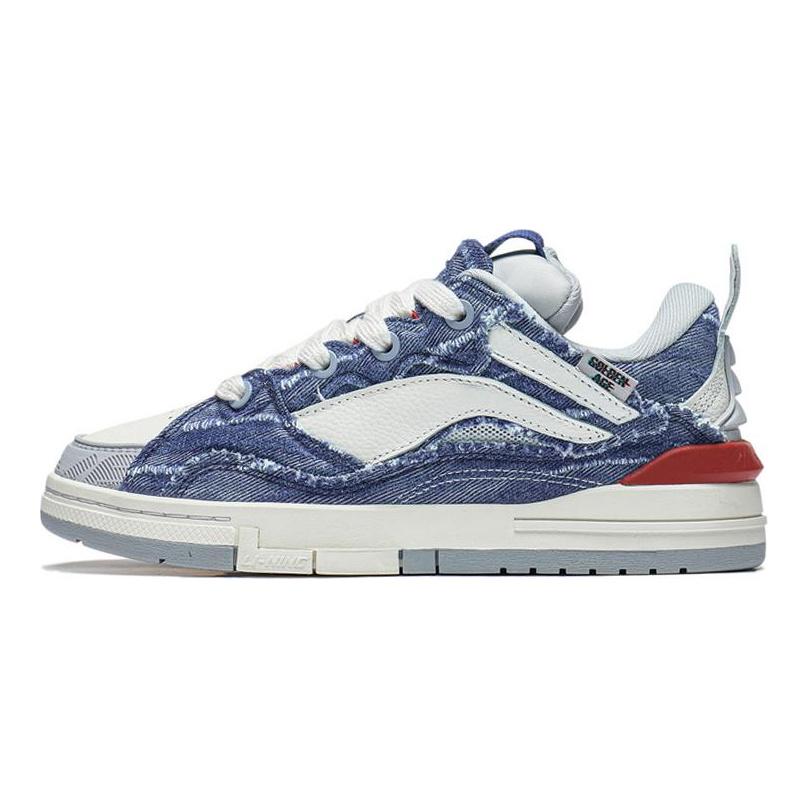 Li Ning Wave GOLDEN Джинсовые Нескользящие Износостойкие Низкие Повседневные Кроссовки Женские Сине-Белые AECS074-10