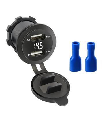 Водонепроницаемая двойная USB-розетка с LED-подсветкой 12В/24В 4.2А, двойной USB-порт, розетка-зарядное устройство для автомобиля, мотоцикла, лодок