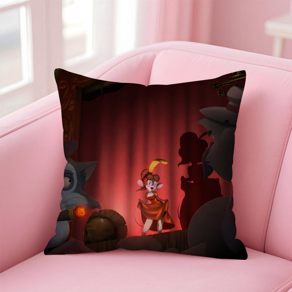 Fashion AAn American TailS Anime Cartoon Cushion Cover Pillowcase Short Plush Invisible zipper Room Sofa Cushion Cover