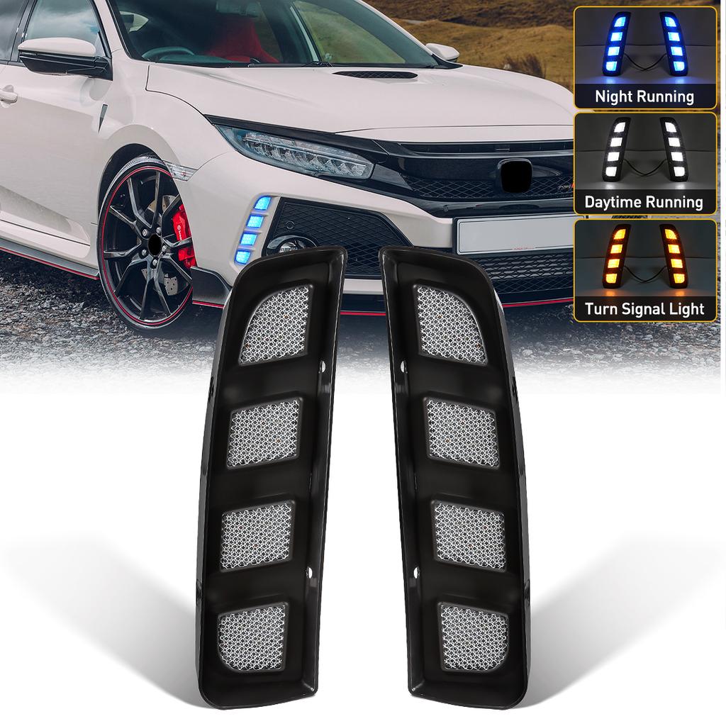 DRL для Honda Civic 10-го поколения Type R 2018 2019 2020 202 светодиодные дневные ходовые огни динамические указатели поворота противотуманные фары