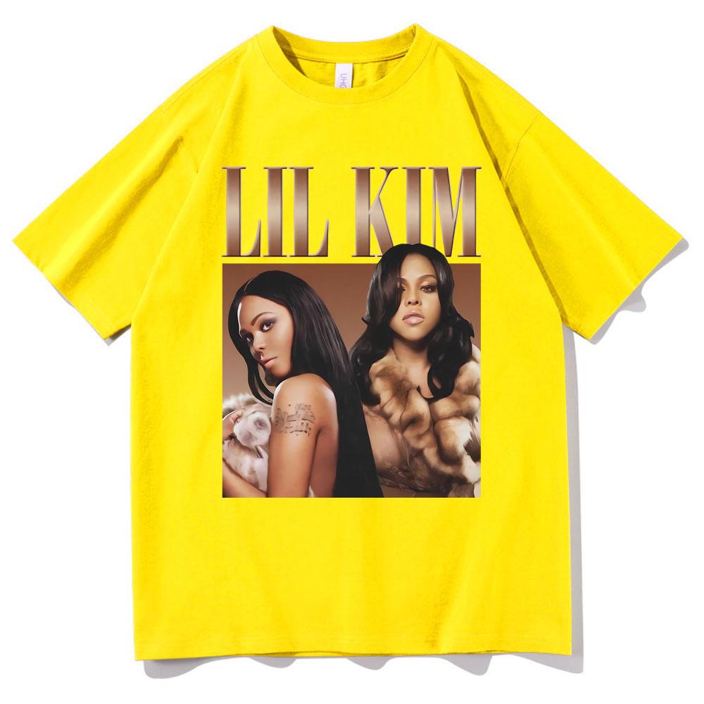 Футболка с графическим принтом рэперши Lil Kim Унисекс Женская Хип-хоп Оверсайз Футболки Мужская Винтажная Футболка Унисекс Повседневные Топы С коротким рукавом