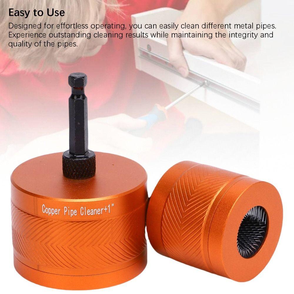 2pcs Aluminum Alloy Metal Pipe Cleaner Orange Copper Pipe Cleaning Tool Plumbing