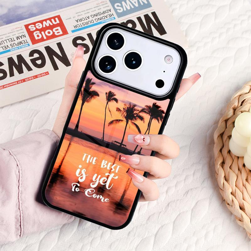 Летний закат на пляже с пальмой Чехол для телефона Для iPhone 17 16e 15 14 13 12 11 Pro Max Air Mini Мягкий защитный чехол