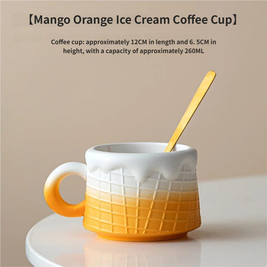 Ice cream cup with a spoon, 260ml capacity.