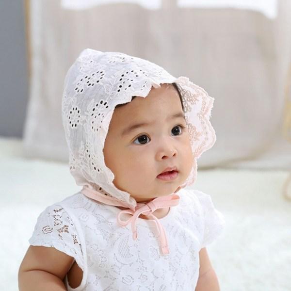 Bevenise Punching Lace Children's Bonnet, Free, Pink, Popular Baby Clothes In Korea