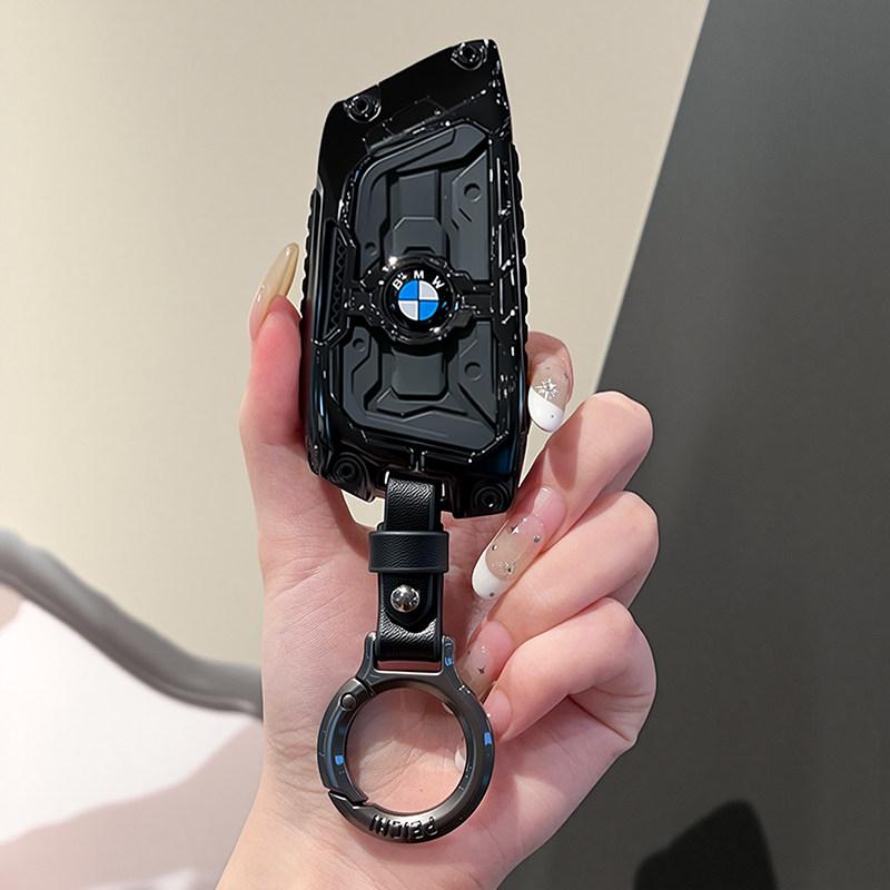 BJYM4 Racing Style Metal Car Key Case Fob Cover for BMW X1 X3 X5 X6 X7 3 5 6 7 Series G20 G30 G11 F15 F16 G01 G02 F48 2016-2023