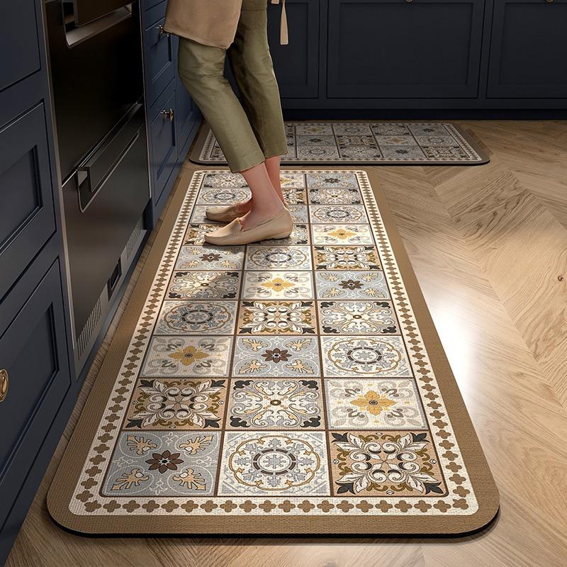 Kitchen Carpet Non-slip Absorbent Floor Mat Home Decoration American Retro Long Strip Rug Water-absorbent Quick-drying Area Rugs
