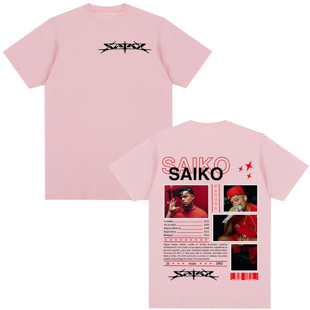 Футболка с мерчем альбома рэпера SAIKO SAKURA Мужская Женская Мода Хип-хоп Футболка Повседневная 100% Хлопок Короткий Рукав Оверсайз Футболка