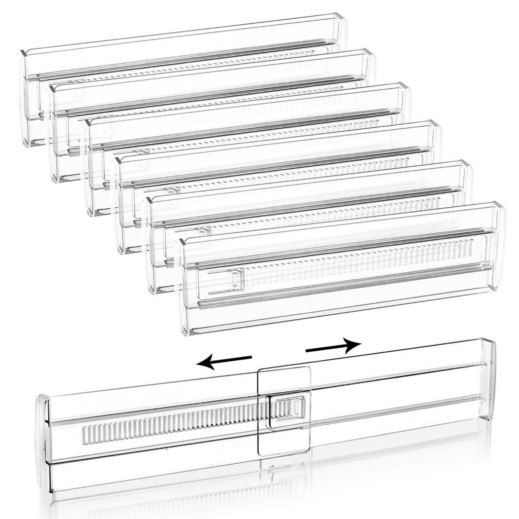 Adjustable Transparent Drawer Dividers with Foam Ends, Expandable and Retractable, Multiple Pack