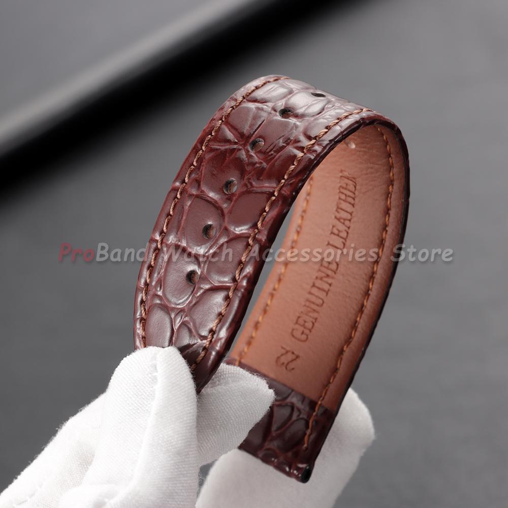 Crocodile Pattern Design Leather Watch Straps 10/12/13/14/16/18/19/20/21/22mm Casual Black Brown Watchband Men Women Wristband