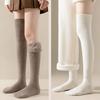1 пара женских зимних носков Tihick Plush выше колена, противоскользящие, однотонные, теплые