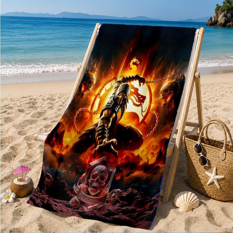 Dark Warrior's Mortal Kombat Beach Towel, Quick-drying, Easy to Care for, Suitable for Both Fitness and Beach Vacations,Sports Essential