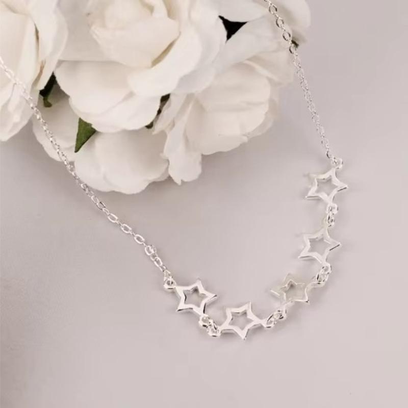 925 Silver Star Necklace for Women Fashion Pendant