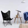 Leather Butterfly Chair Leather Living Room Chair Butterfly Chair BKF Chair Powder Coated Black Folding Frame with Black Butterfly Cover