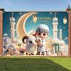 1 piece of Mubarak polyester flag for Eid al-Fitr festival mosque and moon design indoor/outdoor party decoration