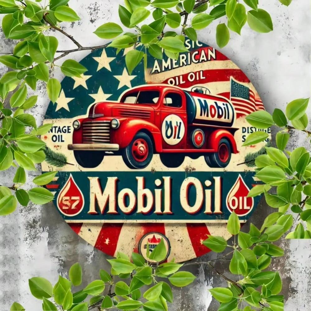 Винтажная жестяная вывеска Mobil Oil Автозаправочная станция Металлическое настенное искусство Сельский Декор