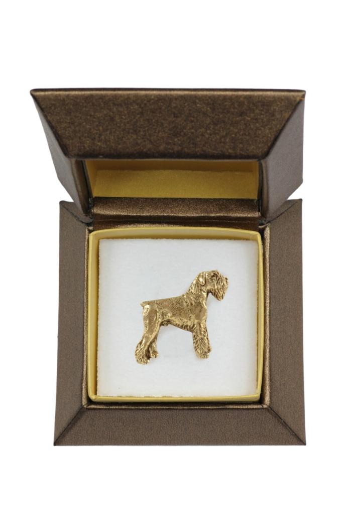Schnauzer - Dog brooch in decorative box, elegant gold-plated pin, Art-Dog brand jacket pin