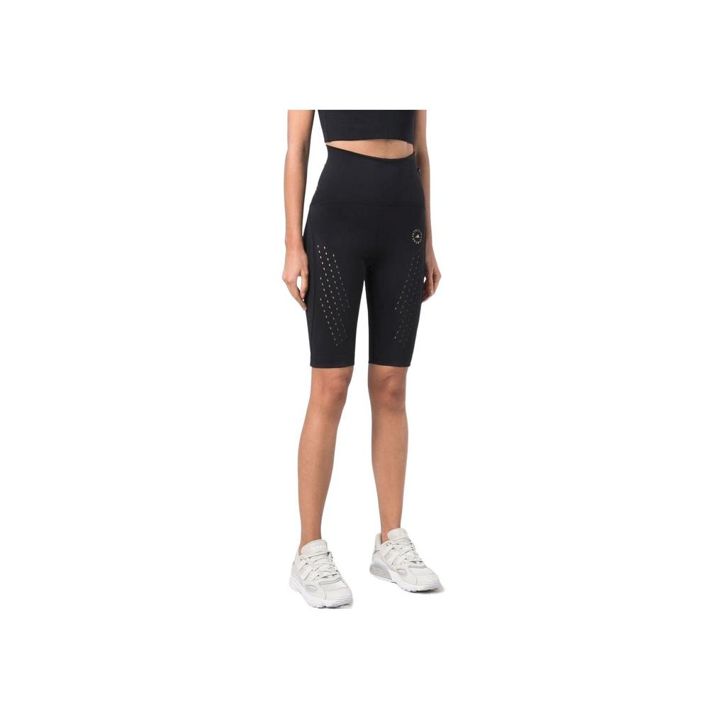 Adidas Solid Color Logo Print Cycling Sports Fitness Shorts Women Shorts Black FU0299