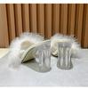 Women Clear Heels Sandals Fluffy Slippers Furry Slides for Women
