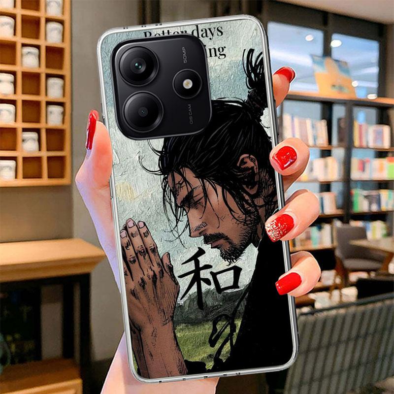 Anime Vagabond Samurai Phone Case For Xiaomi Redmi Note 15 14 13 12 11 10 Pro Plus 14S 12S 11S 11T 11E 10S Soft Fundas Shell Red