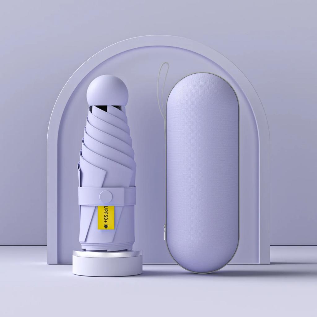 Women's UV-Resistant Dual-Use Capsule Umbrella Five-Fold Compact Design for Fashion And Sun Protection