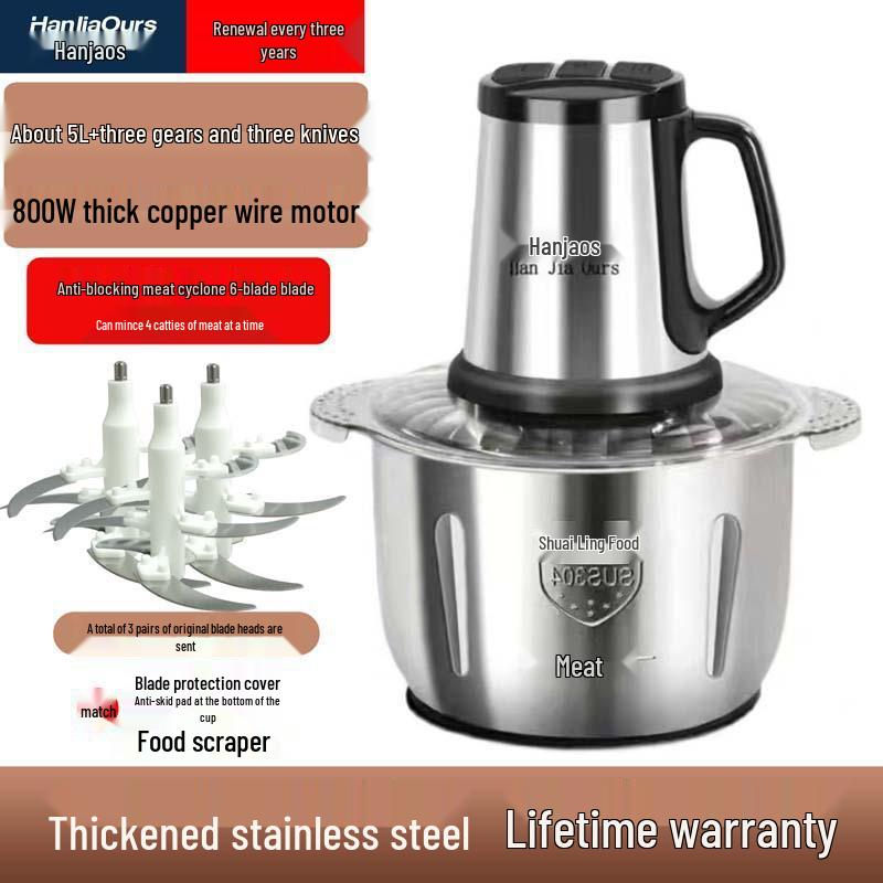 High-Power Multi-Functional Meat Grinder & Food Processor - Dough, Chili, Garlic, Ginger, Meat Paste