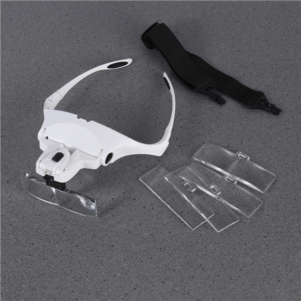 Увеличительное стекло с 5 линзами, регулируемая лупа, повязка на голову, увеличительное стекло, лупа со светодиодной лампой