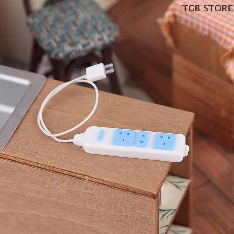 1Pcs 1/12 Dollhouse Socket With Cable Model Home Appliances Accessories Dolls House Decoration Kid Pretend Play Toys