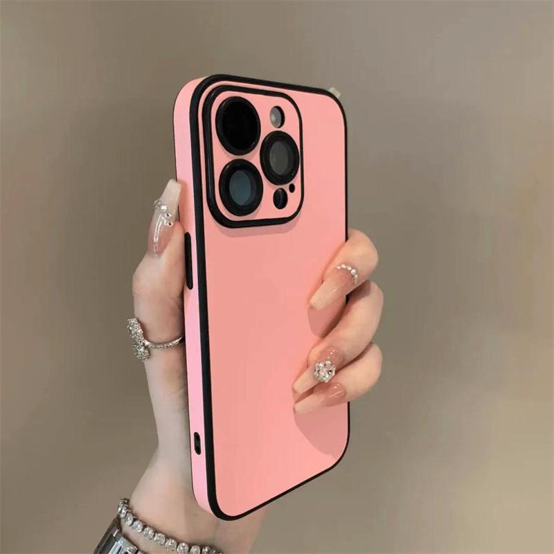 Роскошный кожаный цветной чехол для iPhone 16 15 14 Plus 13 12 11 Pro Max Мягкий силиконовый бампер Матовый противоударный Простая накладка