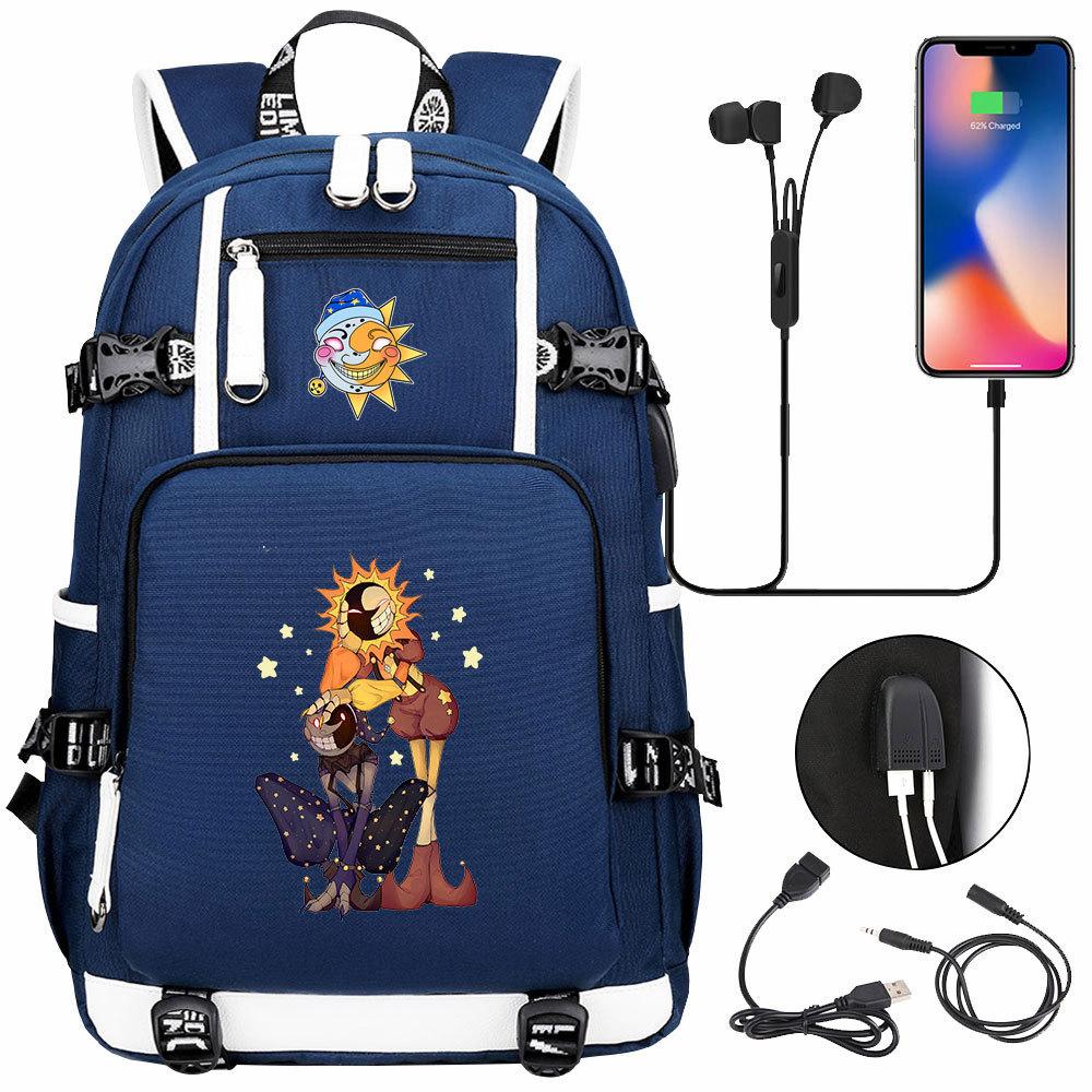 Game Moon Sun Print Teen Student Backpack Unisex Casual Large Capacity Travel Bookbag