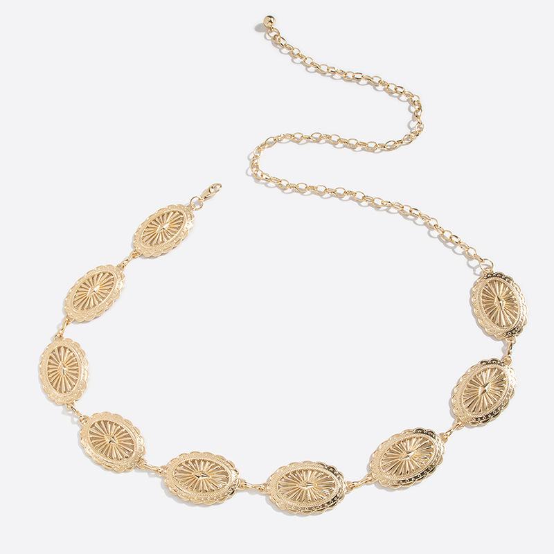 New Hollow Western Style Embossed Waist Chain Accessories Versatile and Fashionable Domestic Sales Ladies Metal Decorative Chain