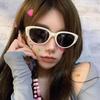 Personalized White Frame Cat Eye Black And White Sunglasses Women'S Summer Small Frame Cool Trendy Retro Sunscreen Glasses Sunglasses