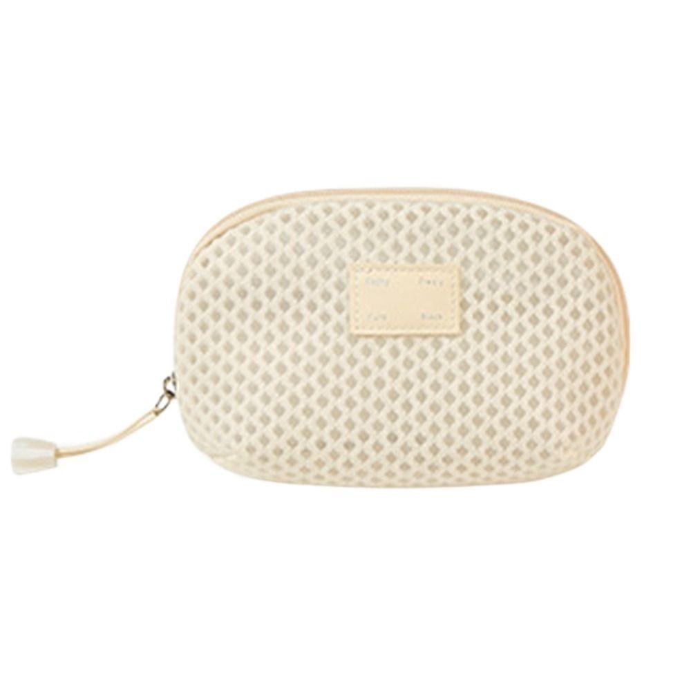 Solid Color Mesh Cosmetic Bag S/M/L Toiletry Storage Bag Multi-function Makeup Pouch Office