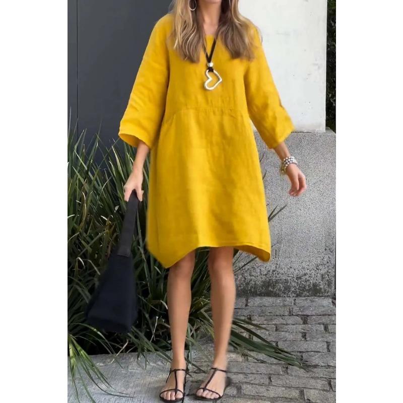 Женское летнее свободное повседневное платье с карманами