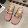Slippers Women's New Soft-soled Grandma Shoes In the Summer of 2025, Pearl Bow, Small Fragrant Style, Outer Wear, Bag Head Sandals Women