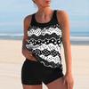 Women's Swimwear Tankini 2 Piece Swimsuit White Beach Print Vacation Bathing Suits